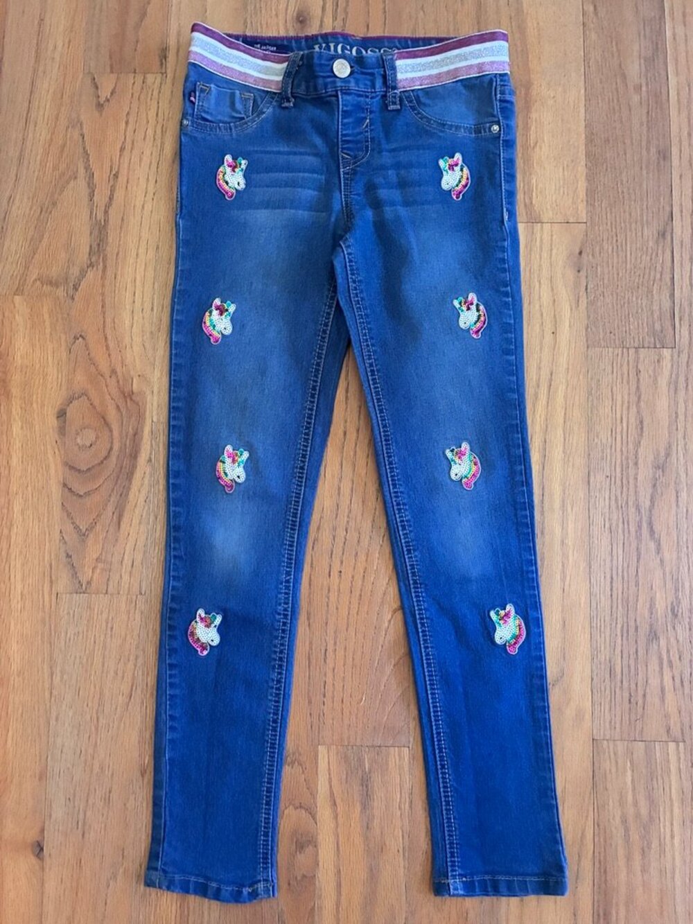 Vigoss Girls Unicorn Sequin Jeans Size 10